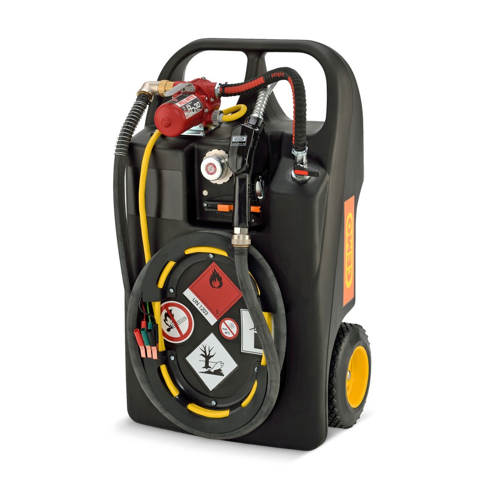 N° de l'image du produit 1 : Cart ravitailleur essence CEMO en PE, 60 l avec pompe électrique