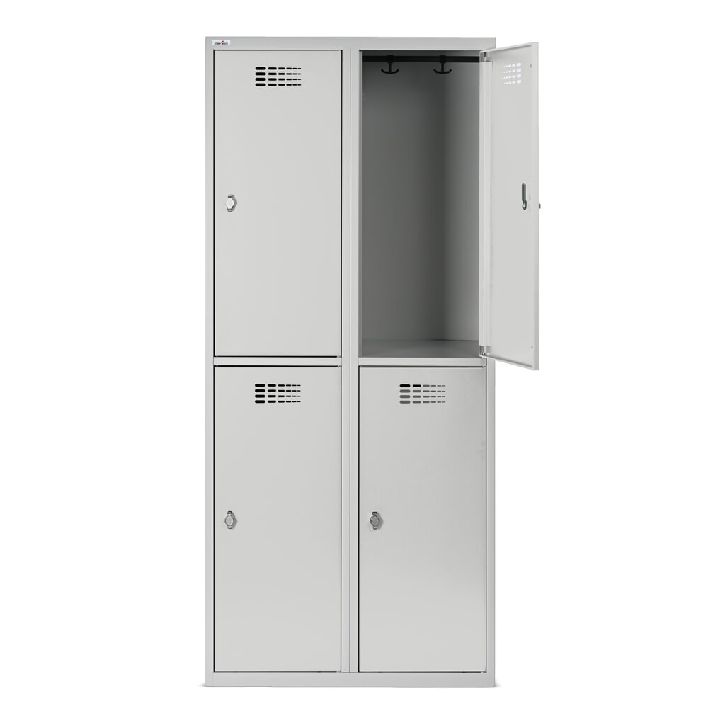 Produktabbildung Nr. 7: Casier au sol Steinbock®, à 2 niveaux, 4 compartiments, fermeture à pêne tournant, HxlxP 1 800 x 800 x 500 mm, gris clair / gris clair