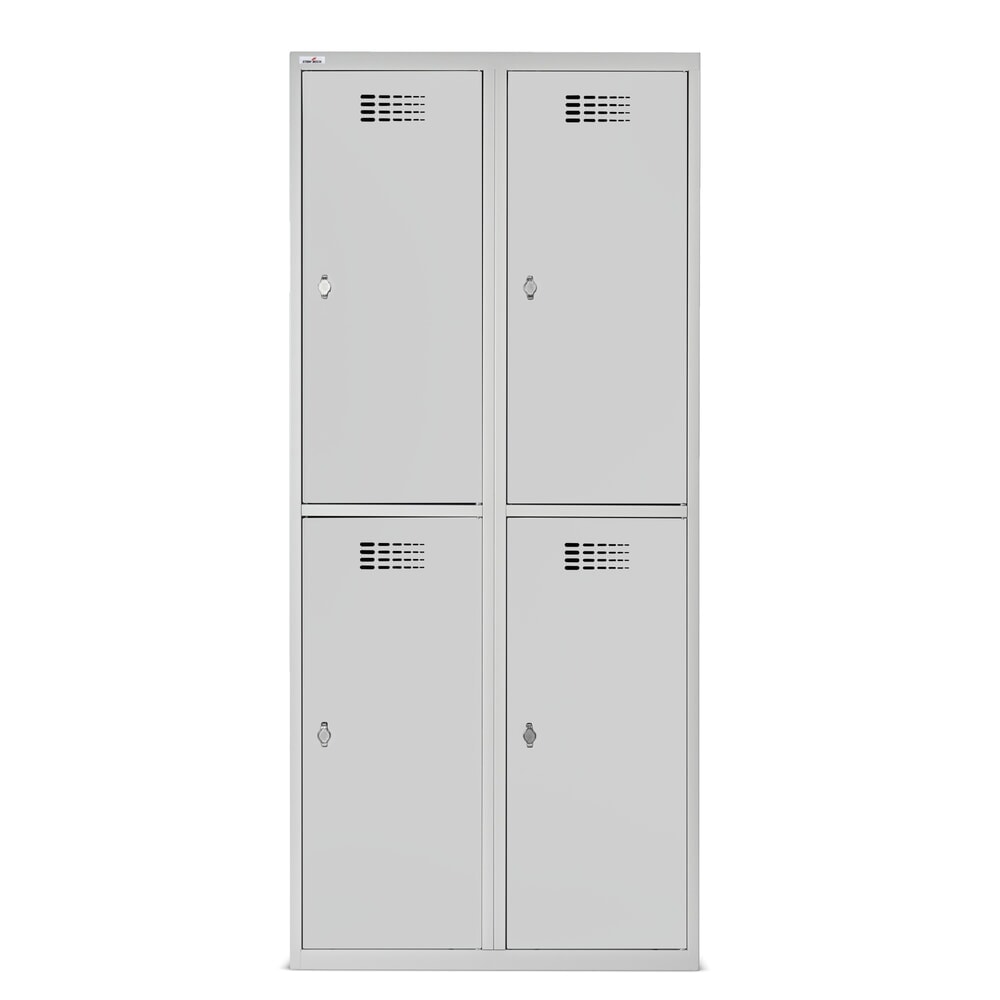 Produktabbildung Nr. 8: Casier au sol Steinbock®, à 2 niveaux, 4 compartiments, fermeture à pêne tournant, HxlxP 1 800 x 800 x 500 mm, gris clair / gris clair