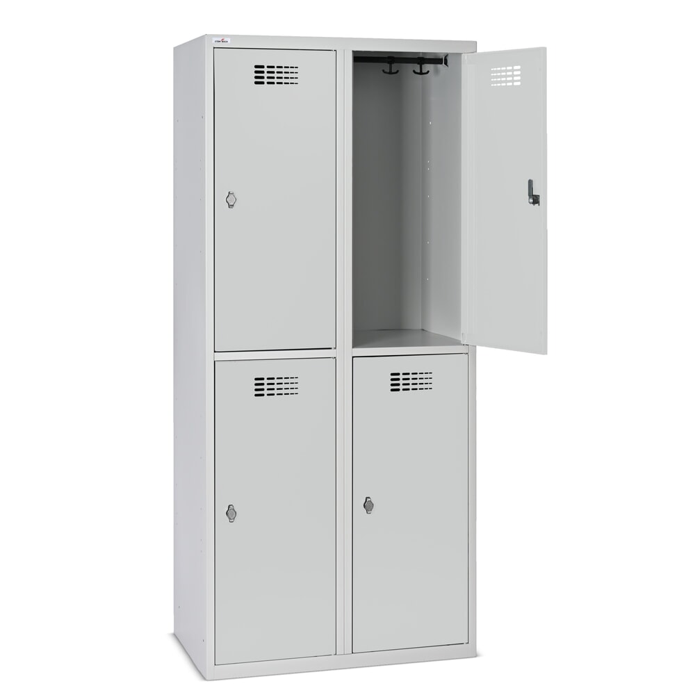 Produktabbildung Nr. 9: Casier au sol Steinbock®, à 2 niveaux, 4 compartiments, fermeture à pêne tournant, HxlxP 1 800 x 800 x 500 mm, gris clair / gris clair