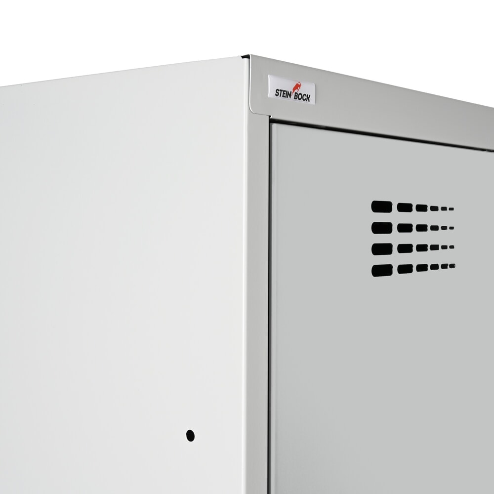 N° de l'image du produit 7 : Casier double au sol Steinbock®, 3 compartiments, paroi de séparation centrale, serrure à cylindre, HxlxP 1 800 x 1200 x 500 mm, gris clair / gris clair
