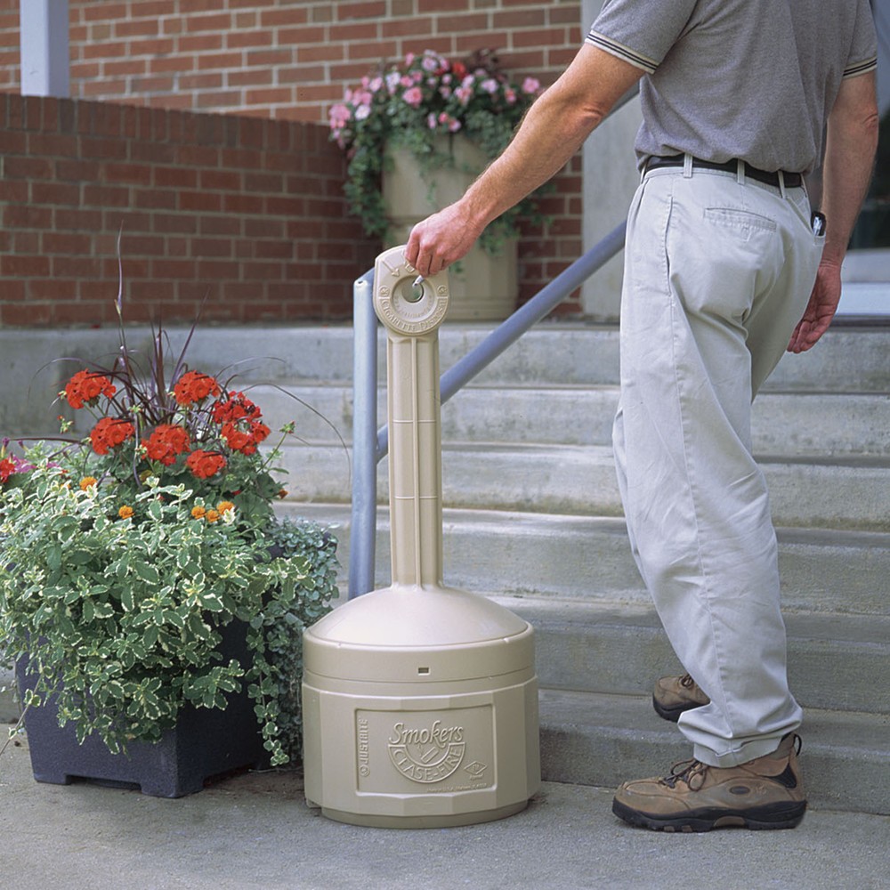N° de l'image du produit 3 : Cendrier colonne de sécurité Justrite®, auto-extinguible, 15 litres, beige