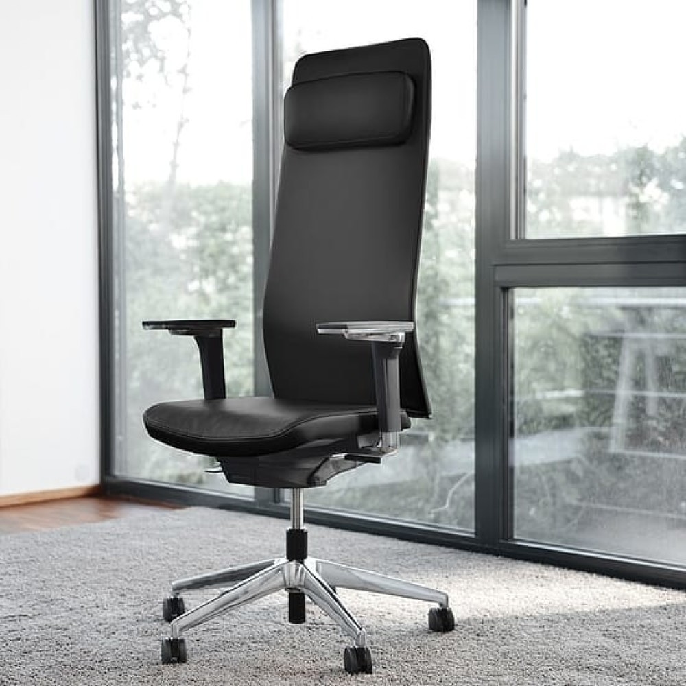N° de l'image du produit 3 : Chaise de bureau lento agilis matrix MT14, 100 % cuir véritable, noir