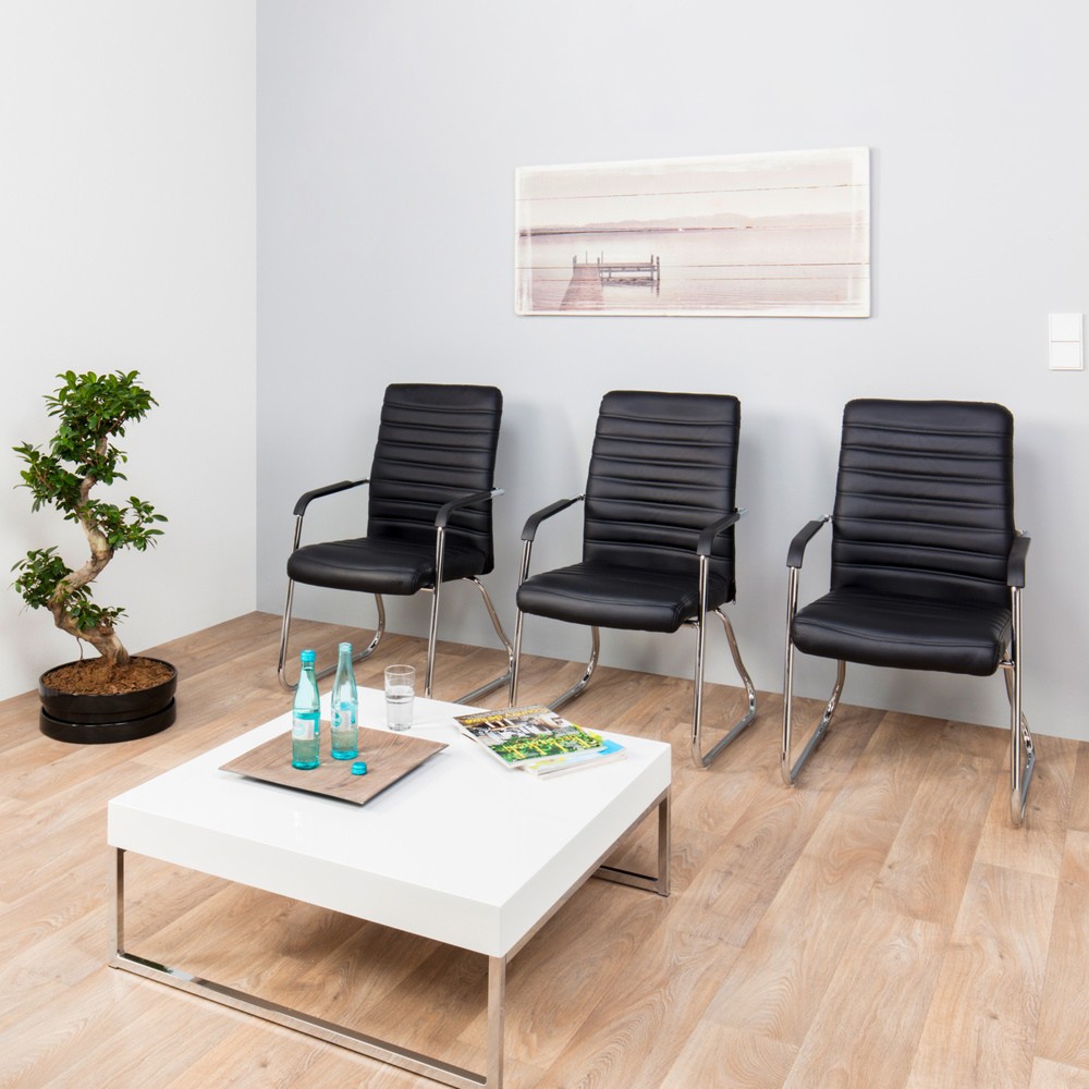 N° de l'image du produit 3 : Chaise de conférence / chaise à patins hjh OFFICE / STEEL V PU, noir