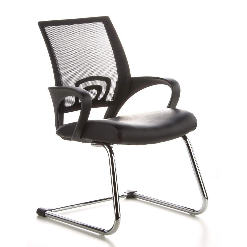 Produktabbildung Nr. 2: Chaise de conférence / fauteuil suspendu hjh OFFICE VISTO NET V maille, noir chromé