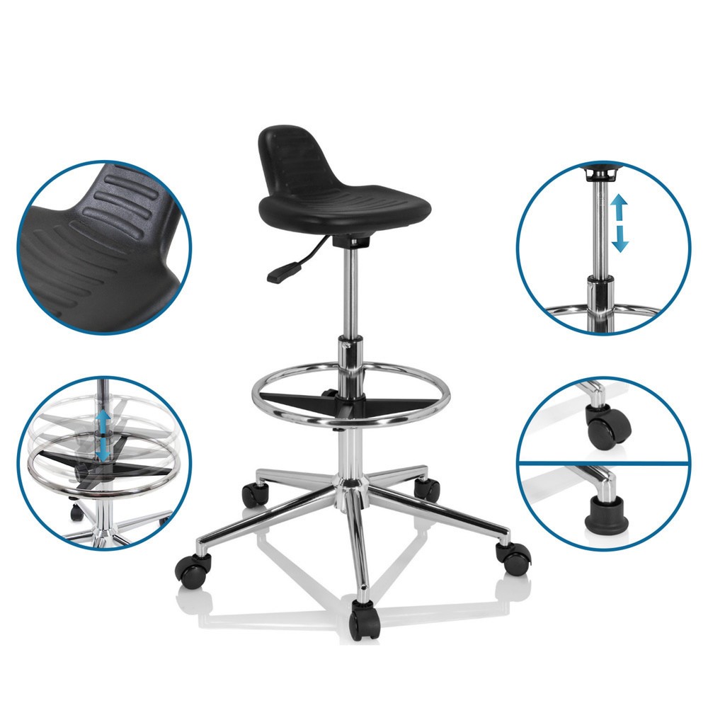Produktabbildung Nr. 10: Siège de travail / tabouret de travail hjh OFFICE TOP WORK 3 I mousse rigide, noir