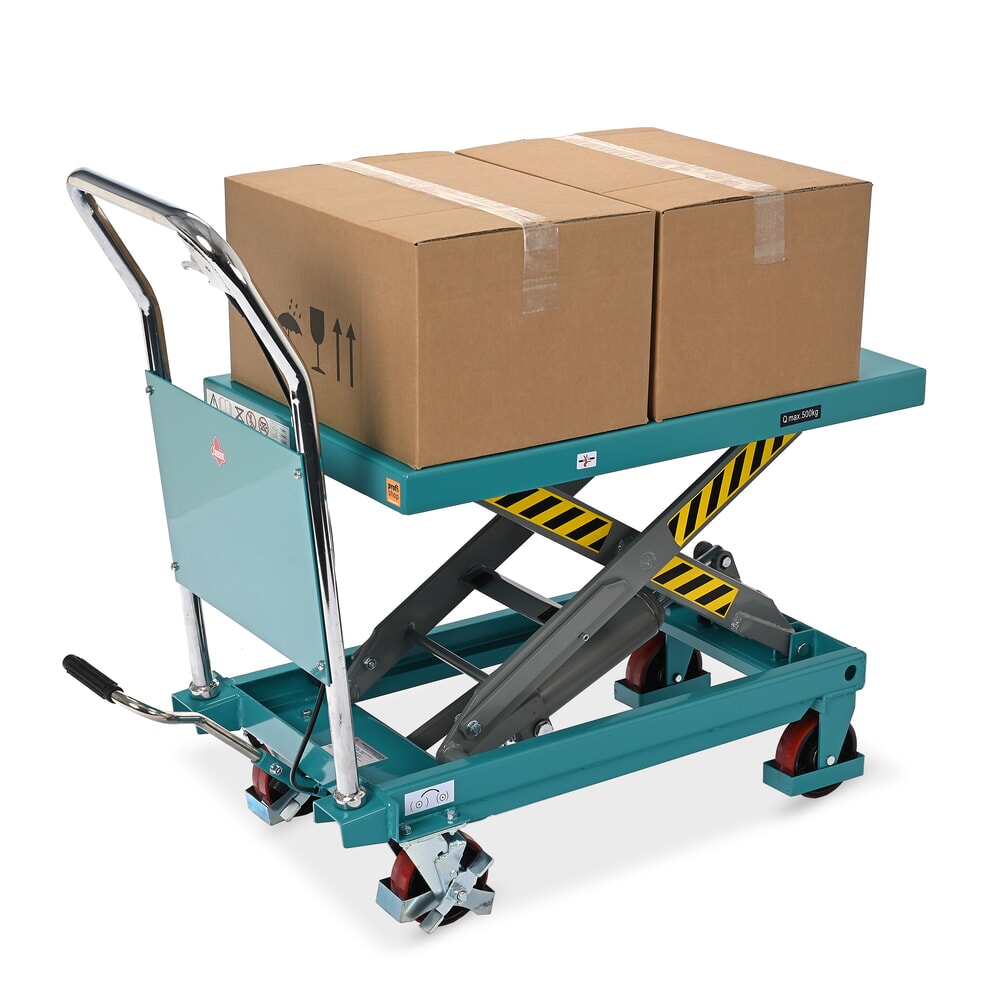 N° de l'image du produit 13 : Chariot à table élévatrice à ciseaux Ameise®, arceau fixe, capacité de charge 500 kg, 850 x 500 mm