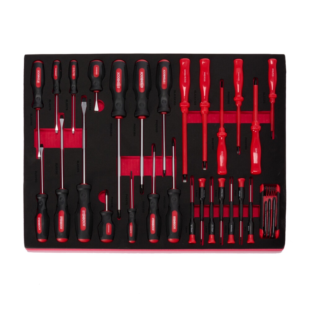 N° de l'image du produit 3 : Chariot d’atelier Steinbock® S, 5 tiroirs, verrouillable, avec assortiment d’outils de 92 pièces