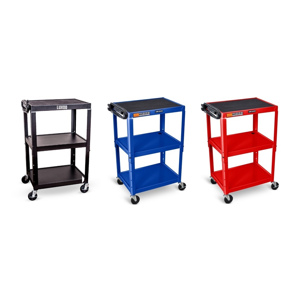 Produktabbildung Nr. 2: Chariot de bureau et à dossiers, 3 étagères, réglable en hauteur, avec meuble bas, bleu