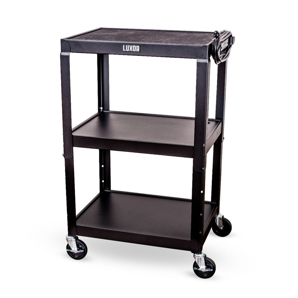 Produktabbildung Nr. 5: Chariot de bureau et à dossiers, 3 étagères, réglable en hauteur, avec meuble bas, bleu