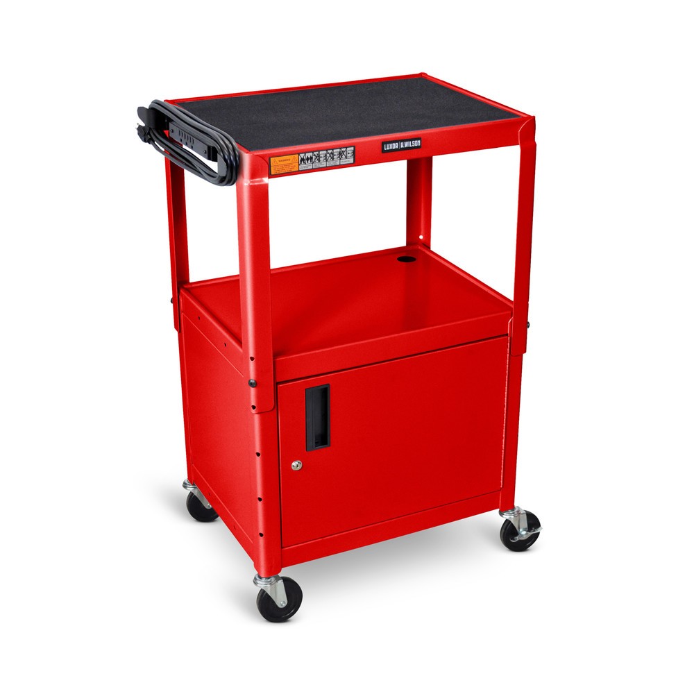 Produktabbildung Nr. 1: Chariot de bureau et à dossiers, 3 étagères, réglable en hauteur, avec meuble bas, rouge
