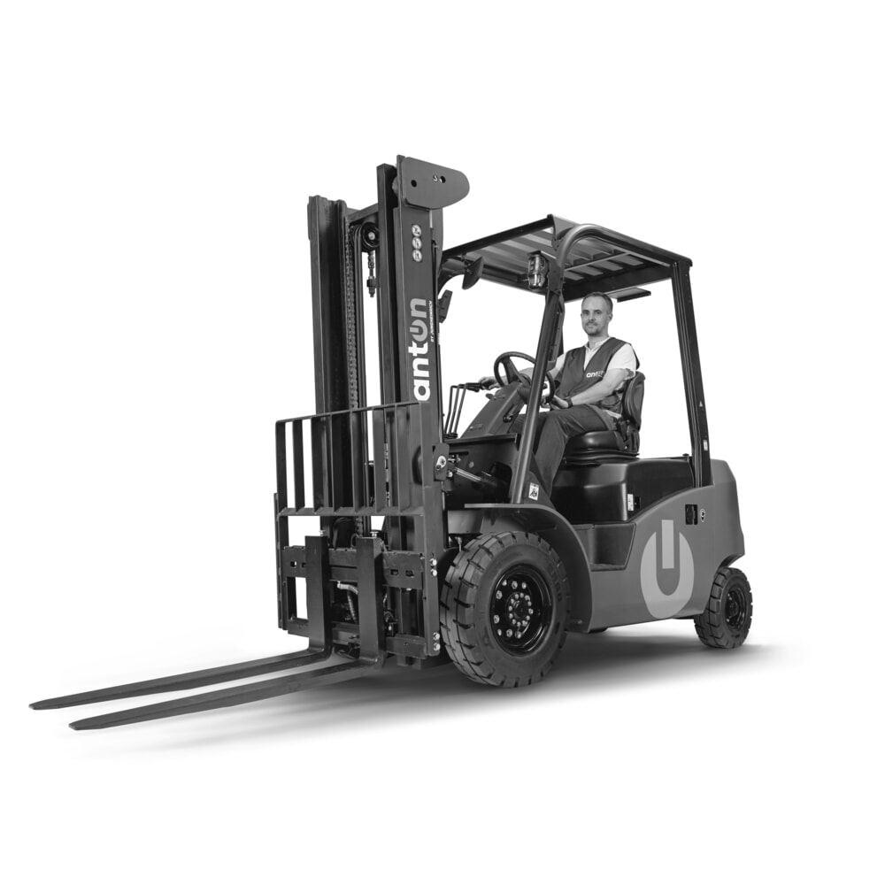Illustration du produit: Chariot élévateur électrique AntOn par Jungheinrich CBH 3.0 avec mât télescopique double, hauteur de levage 3 300 mm, capacité de charge 3.000 kg, y compris chargeur externe 80 V, 60 A, CEE, 5 broches