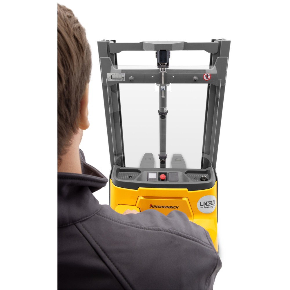N° de l'image du produit 4 : Gerbeur électrique Jungheinrich EJC 010i ZT, mât télescopique double, hauteur de levage 2 990 mm, capacité de charge 1 000 kg, système de levée proportionnelle