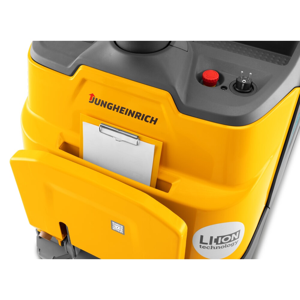 N° de l'image du produit 4 : Gerbeur électrique Jungheinrich ERC 112zi ZT avec plateforme de conduite, mât télescopique double, hauteur de levage 3 600 mm, capacité de charge 1 200 kg, hydraulique proportionnelle, fonction à double niveau