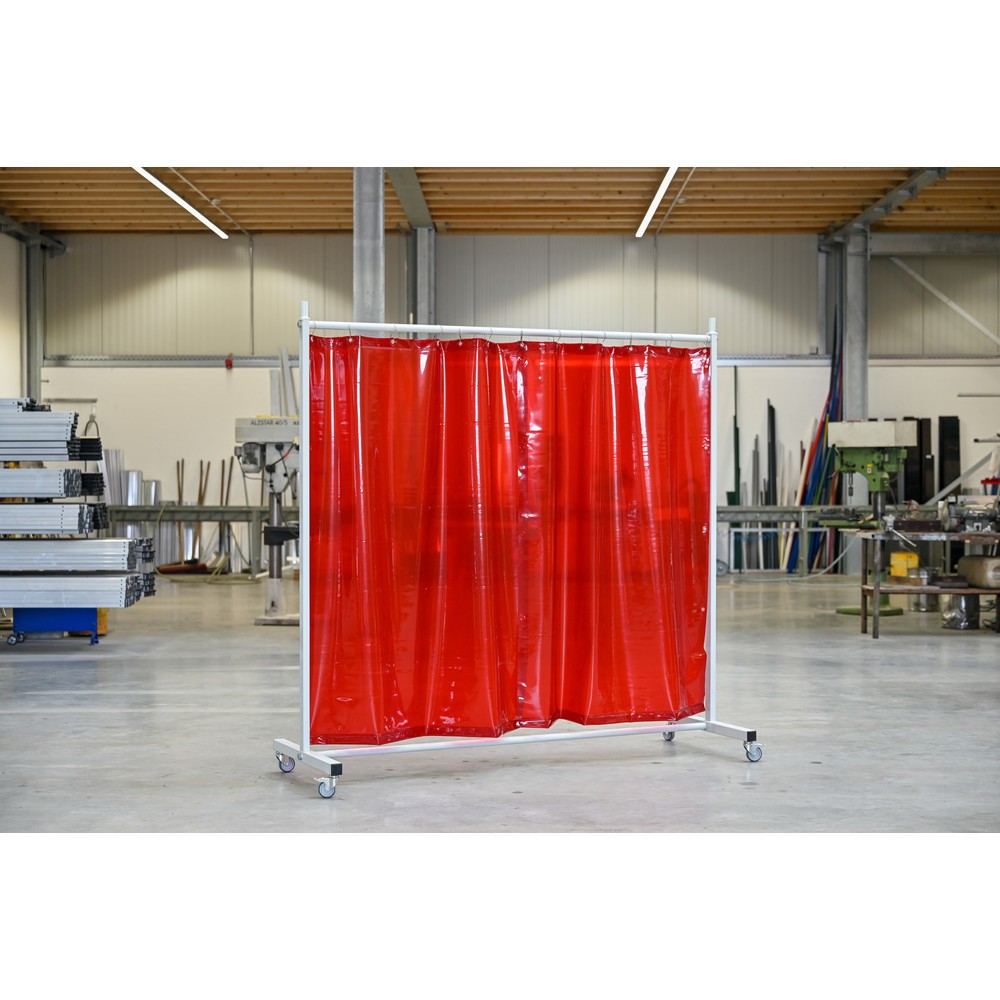 Produktabbildung Nr. 2: Écran de soudage mobile avec pans orientables, selon ISO EN 25980 (EN 1598), en 1 partie, bâche de 0,4 mm, rouge / transparent
