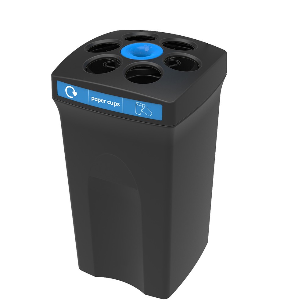 Illustration du produit: Collecteur de gobelets Envirocup XL ENVIROBIN, avec réservoir intégré, noir/bleu, inscription « paper cups »