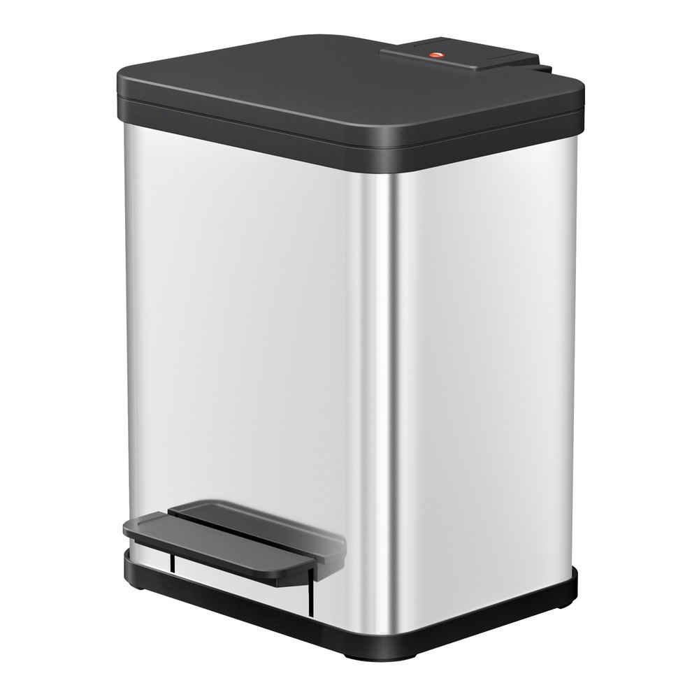Produktabbildung Nr. 1: Collecteur de déchets à pédale Hailo Öko duo Plus M, 2 x 9 litres, mécanisme de fermeture amorti, acier inoxydable, mat