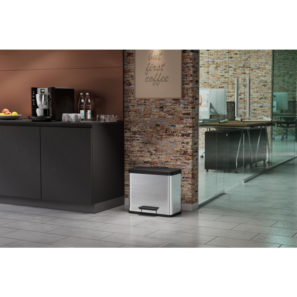 Produktabbildung Nr. 5: Collecteur de déchets à pédale Hailo Öko trio Plus L, 3 x 9 litres, mécanisme de fermeture amorti, acier inoxydable, mat