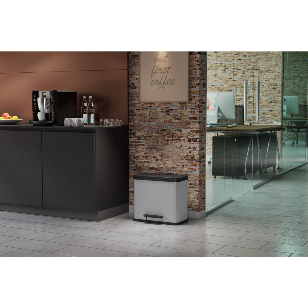 Produktabbildung Nr. 5: Collecteur de déchets à pédale Hailo Öko trio Plus L, 3 x 9 litres, mécanisme de fermeture amorti, gris clair, mat