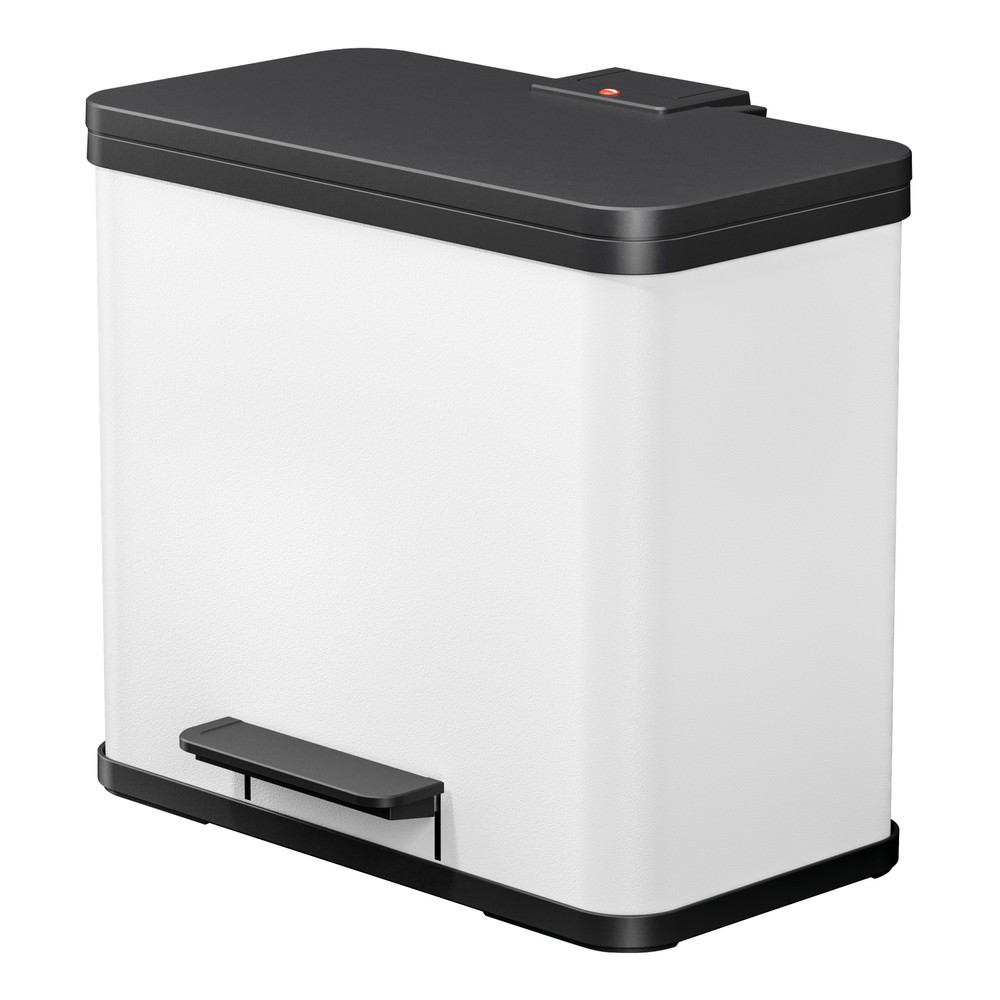 Produktabbildung Nr. 1: Collecteur de déchets à pédale Hailo Öko trio Plus L, 3 x 9 litres, mécanisme de fermeture amorti, blanc, mat