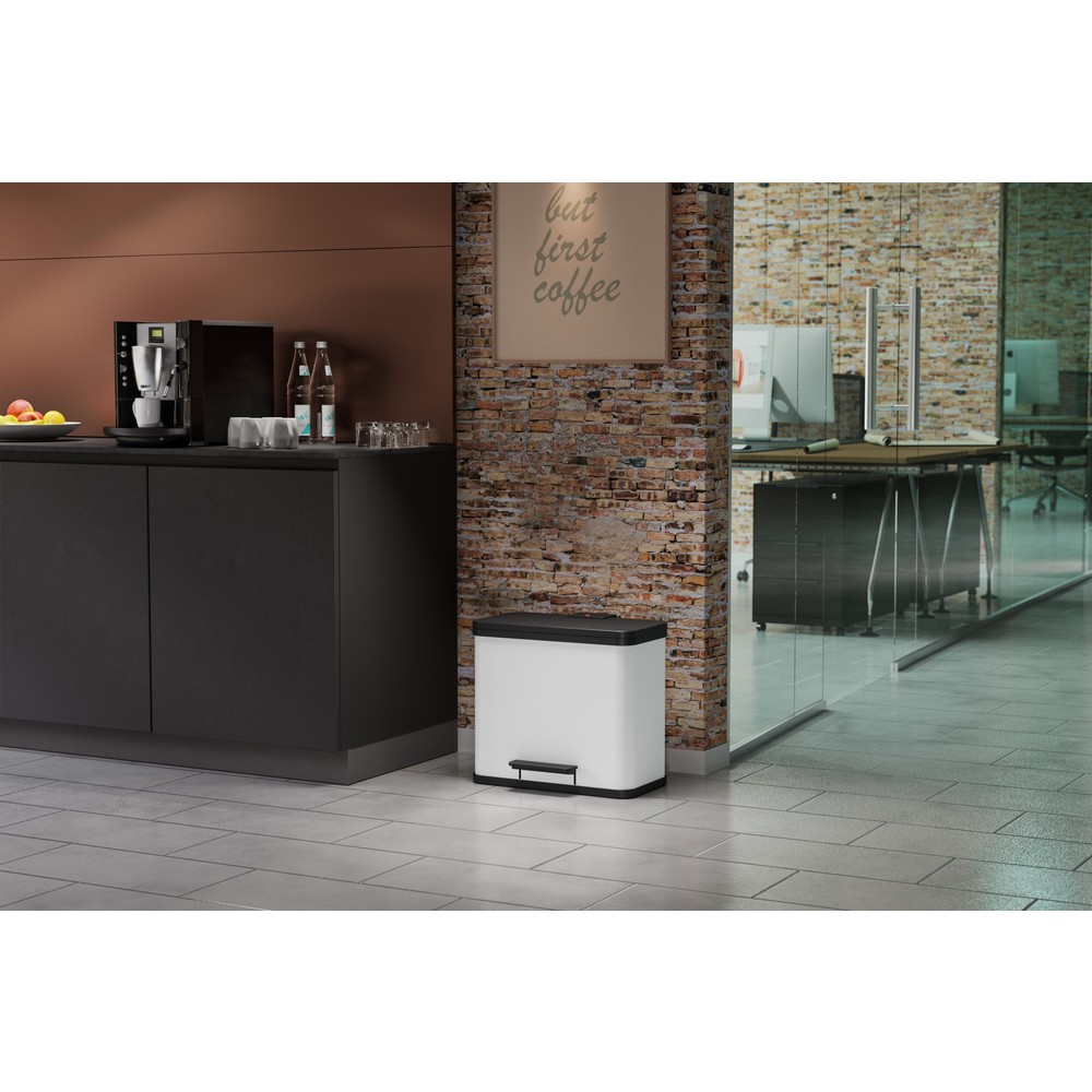 Produktabbildung Nr. 5: Collecteur de déchets à pédale Hailo Öko trio Plus L, 3 x 9 litres, mécanisme de fermeture amorti, blanc, mat