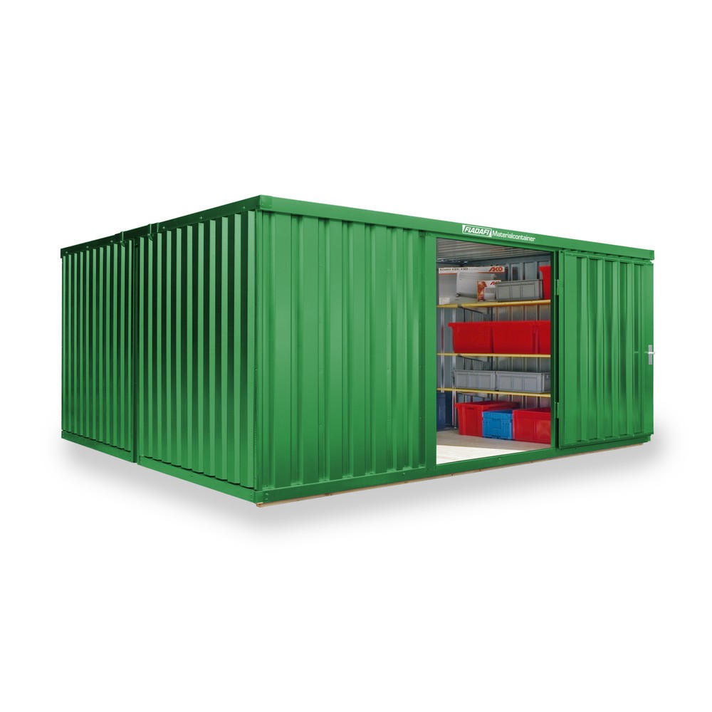 Produktabbildung Nr. 1: Combinaison de conteneurs à matériaux, 2 modules, HxlxP 2 150 x 4 050 x 4 340 mm, prémontés, plancher en bois, peint, vert herbe