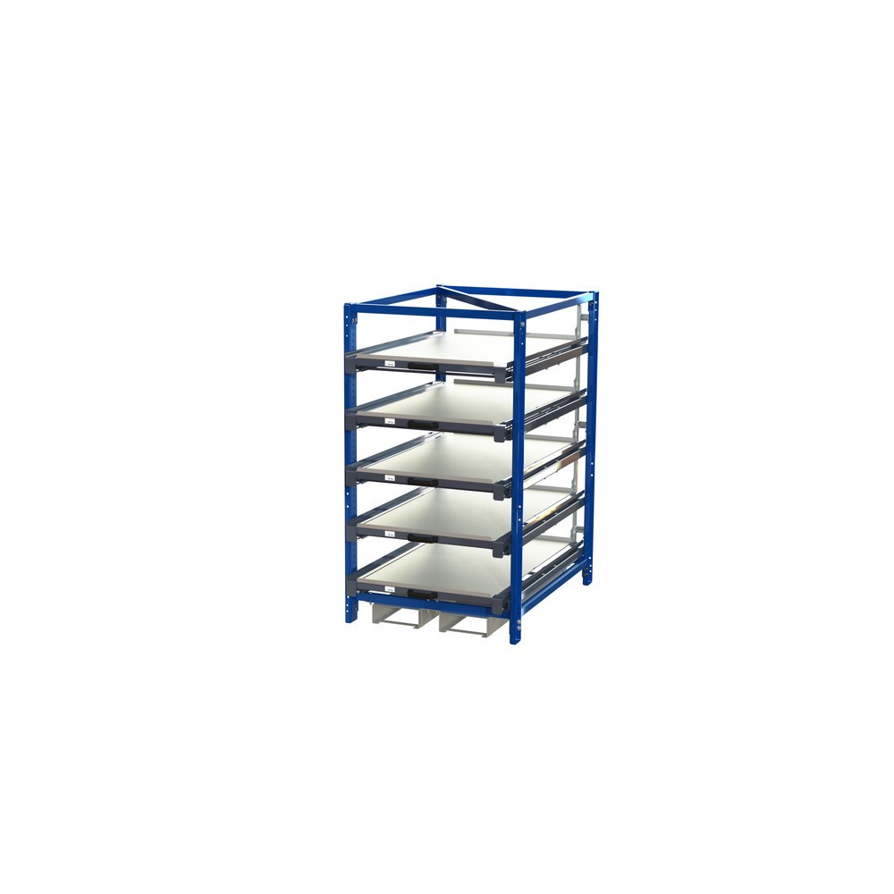 Produktabbildung Nr. 1: Rek met uitschuifbare planken, met vorkkokers, 5 schuifplanken