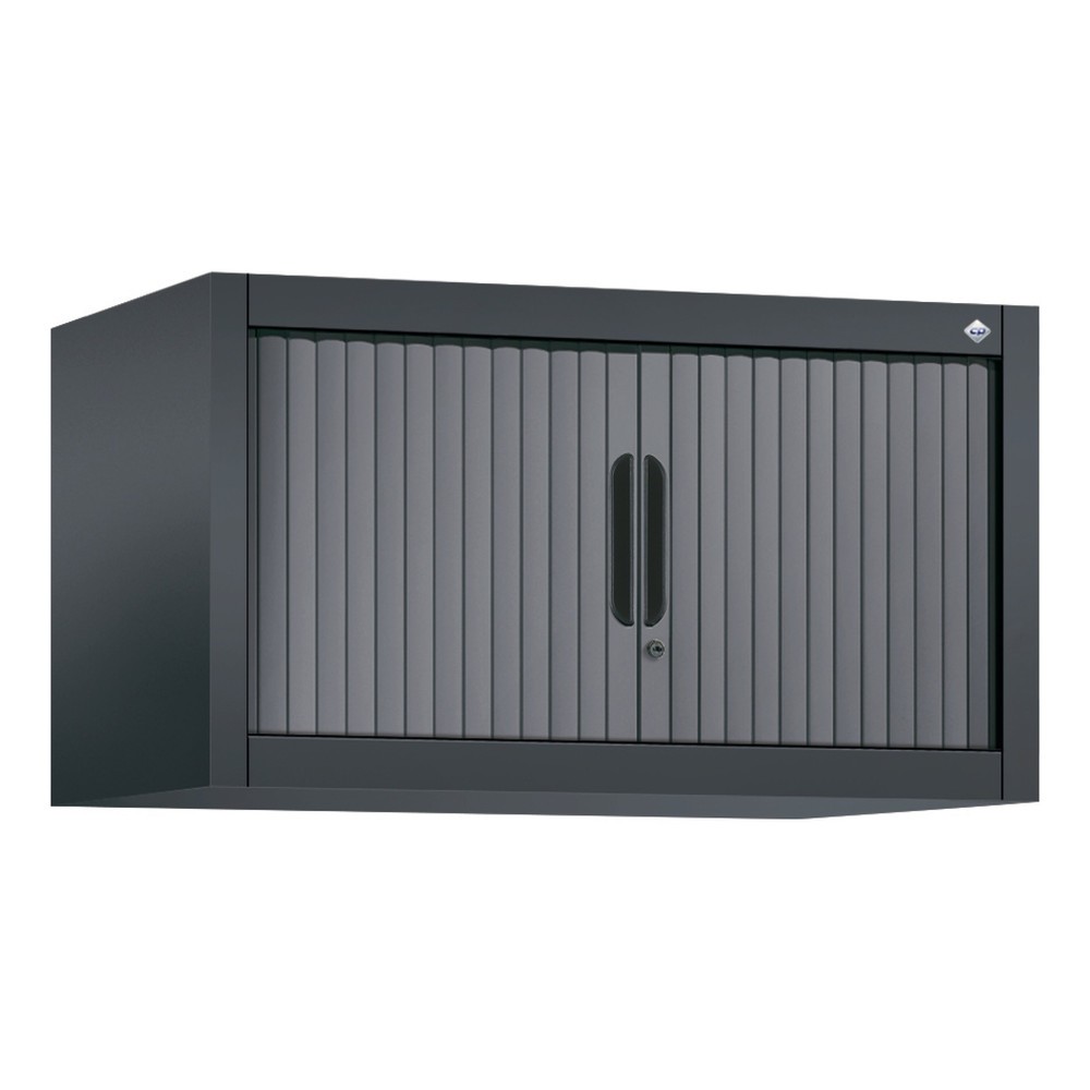 N° de l'image du produit 1 : Complément d’armoire à volet roulant C+P, 1 hauteur de classeur, largeur 800 mm, gris noir