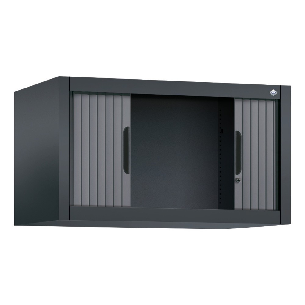 N° de l'image du produit 3 : Complément d’armoire à volet roulant C+P, 1 hauteur de classeur, largeur 800 mm, gris noir