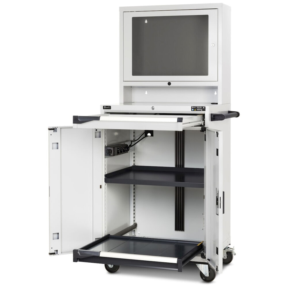 Productafbeelding nr. 2: Computerkast Fami Master CS, polycarbonaat deur, 1 lade, hxbxd 1.731 x 792 x 617 mm, lichtgrijs