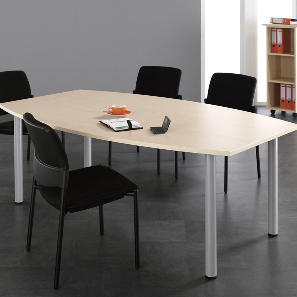 Product afbeelding: Conferentietafel met ovale vormgeving, bxd 2.000 x 800/1.200 mm, notelaar/antraciet