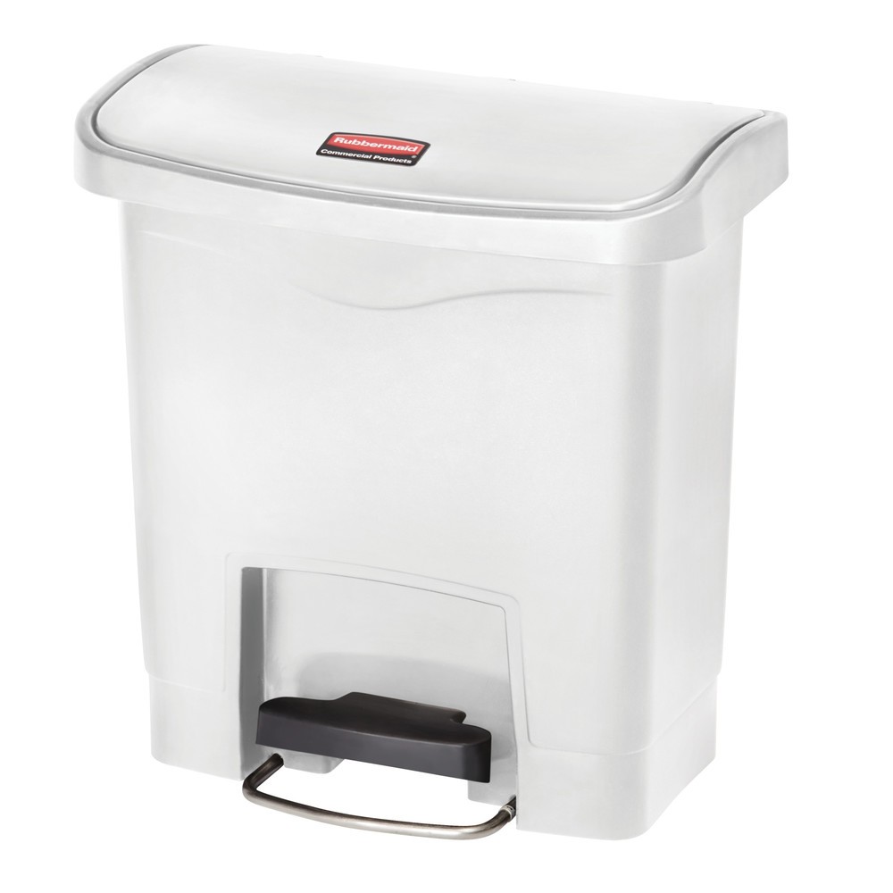 Produktabbildung Nr. 1: Rubbermaid Slim Jim® Poubelle à pédale avec pédale latérale large, plastique, 15 litres, blanc