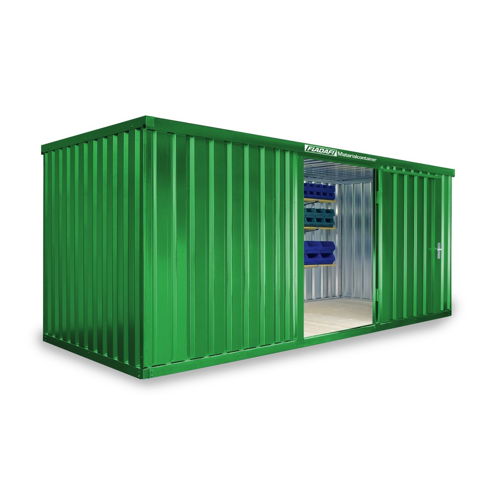 Produktabbildung Nr. 1: Conteneur à matériaux module unique, HxlxP 2 150 x 5 080 x 2 170 mm, monté, plancher en bois, peint, vert herbe