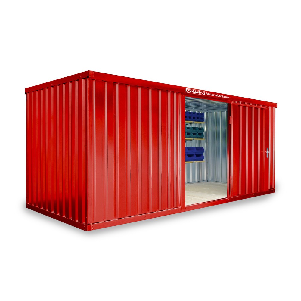Produktabbildung Nr. 1: Conteneur à matériaux module unique, HxlxP 2 150 x 5 080 x 2 170 mm, monté, plancher en bois, peint rouge feu