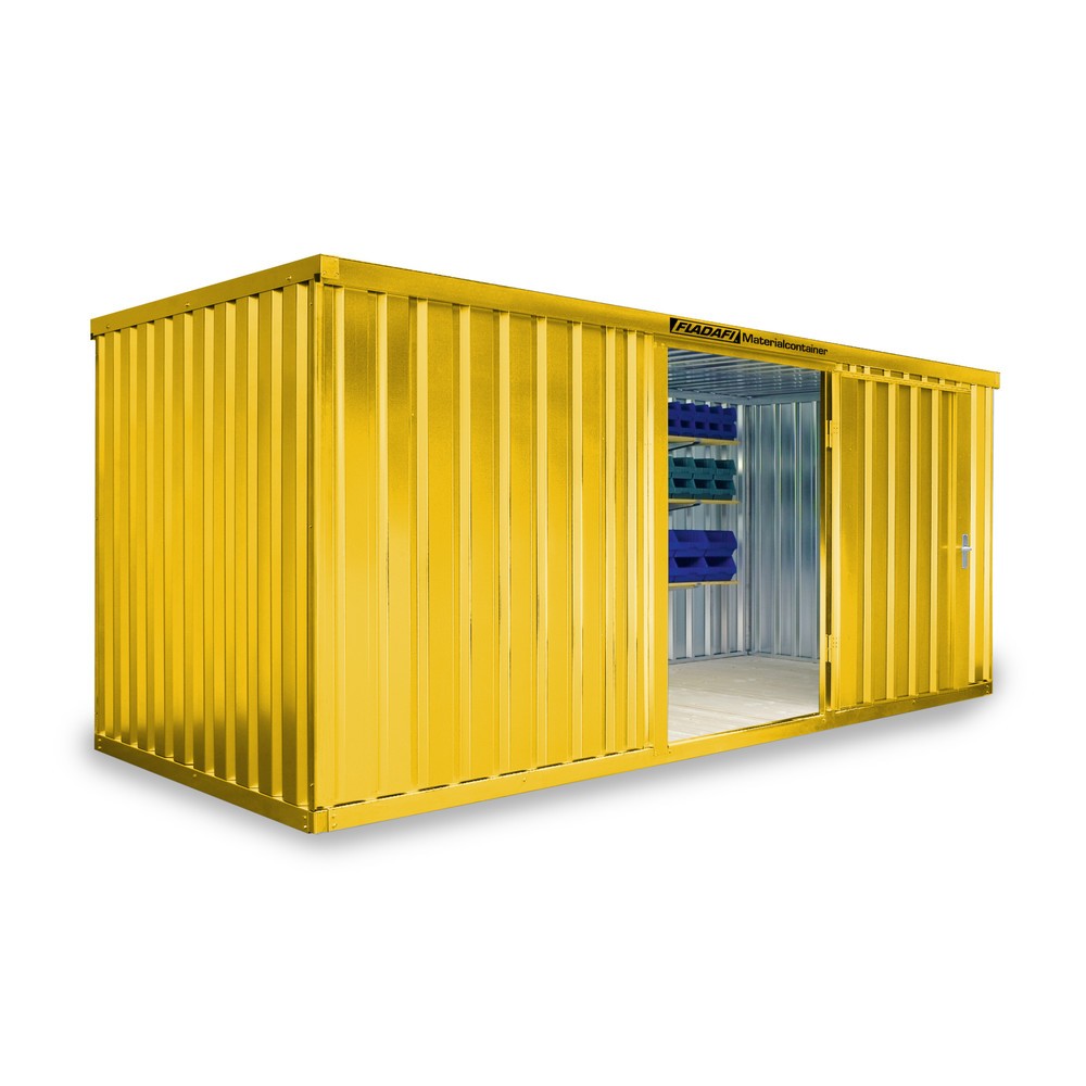 Produktabbildung Nr. 1: Conteneur à matériaux module unique, HxlxP 2 150 x 5 080 x 2 170 mm, monté, plancher en bois, peint, jaune signalisation