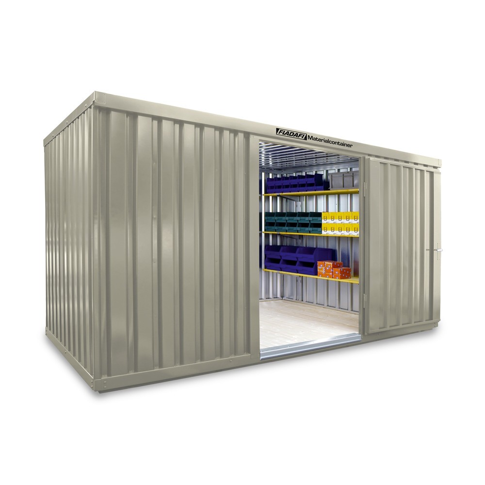 Produktabbildung Nr. 1: Conteneur à matériaux module unique, HxlxP 2 150 x 4 050 x 2 170 mm, monté, plancher en bois, peint, blanc gris