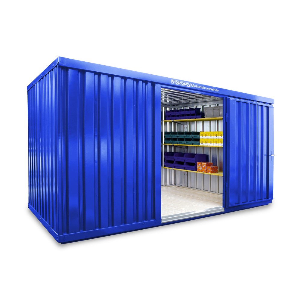 Produktabbildung Nr. 1: Conteneur à matériaux module unique, HxlxP 2 150 x 4 050 x 2 170 mm, monté, plancher en bois, peint, bleu gentiane
