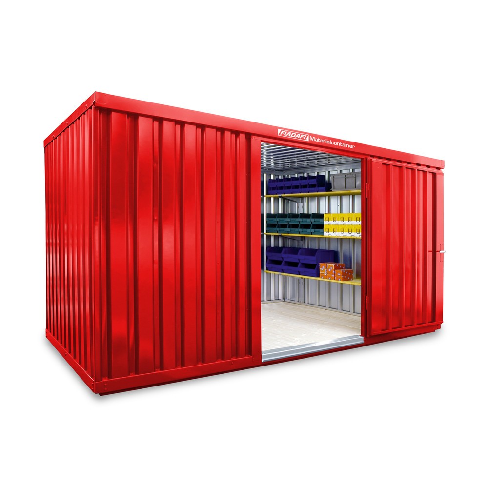 Produktabbildung Nr. 1: Conteneur à matériaux module unique, HxlxP 2 150 x 4 050 x 2 170 mm, monté, plancher en bois, peint rouge feu