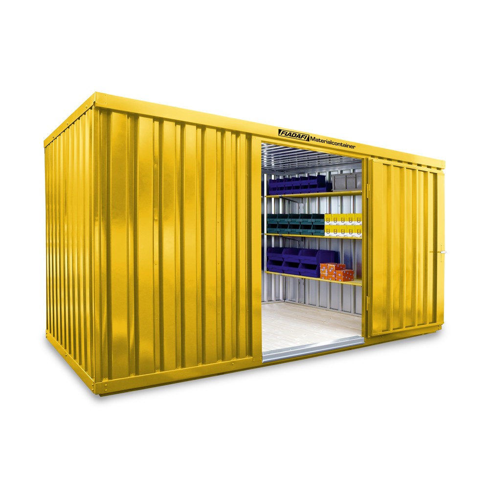 Produktabbildung Nr. 1: Conteneur à matériaux module unique, HxlxP 2 150 x 4 050 x 2 170 mm, monté, plancher en bois, peint, jaune signalisation