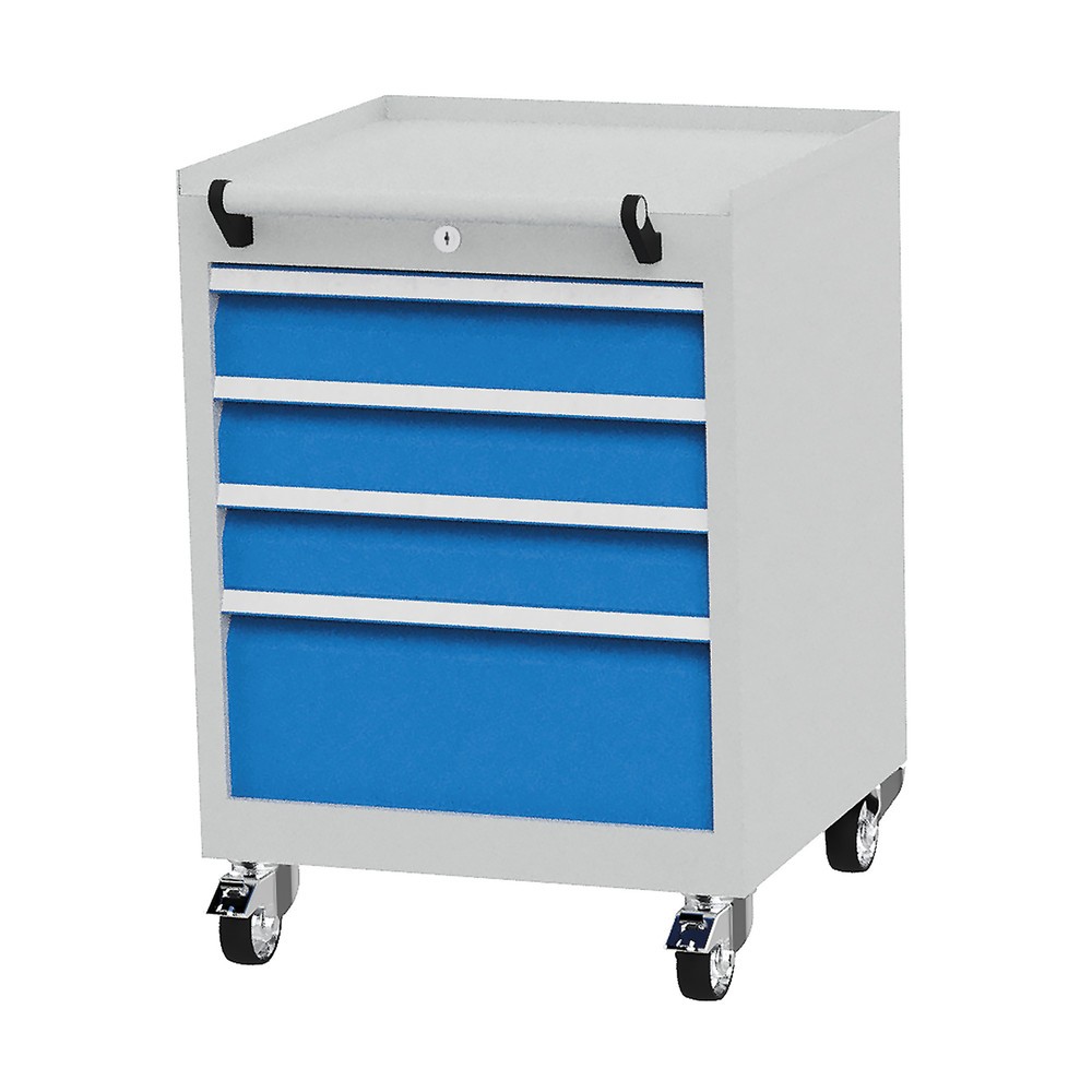 Produktabbildung Nr. 1: Conteneur à roulettes Bedrunka+Hirth avec capacité de charge de 50 kg par tiroir et extension totale, HxlxP 805 x 530 x 500 mm, bleu clair