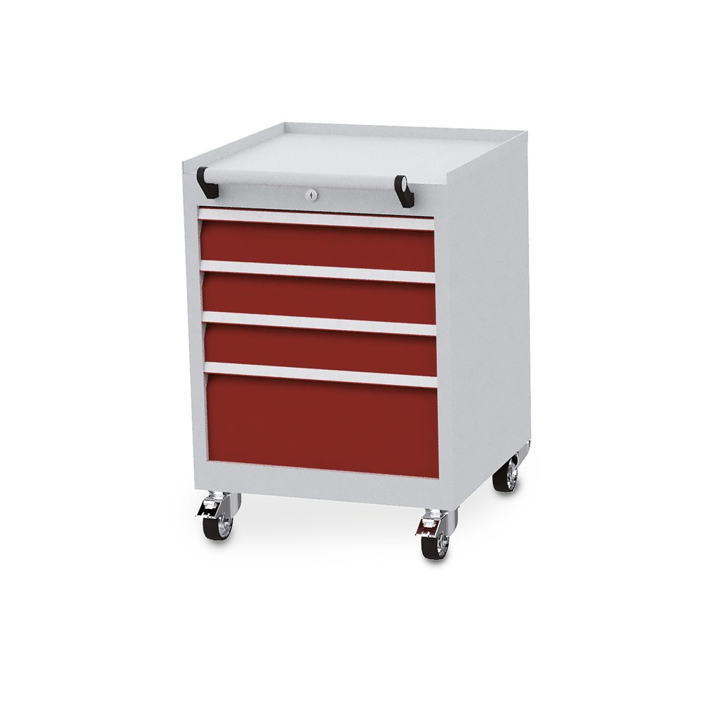 Produktabbildung Nr. 1: Conteneur à roulettes Bedrunka+Hirth avec capacité de charge de 50 kg par tiroir et extension totale, HxlxP 805 x 530 x 500 mm, rouge rubis