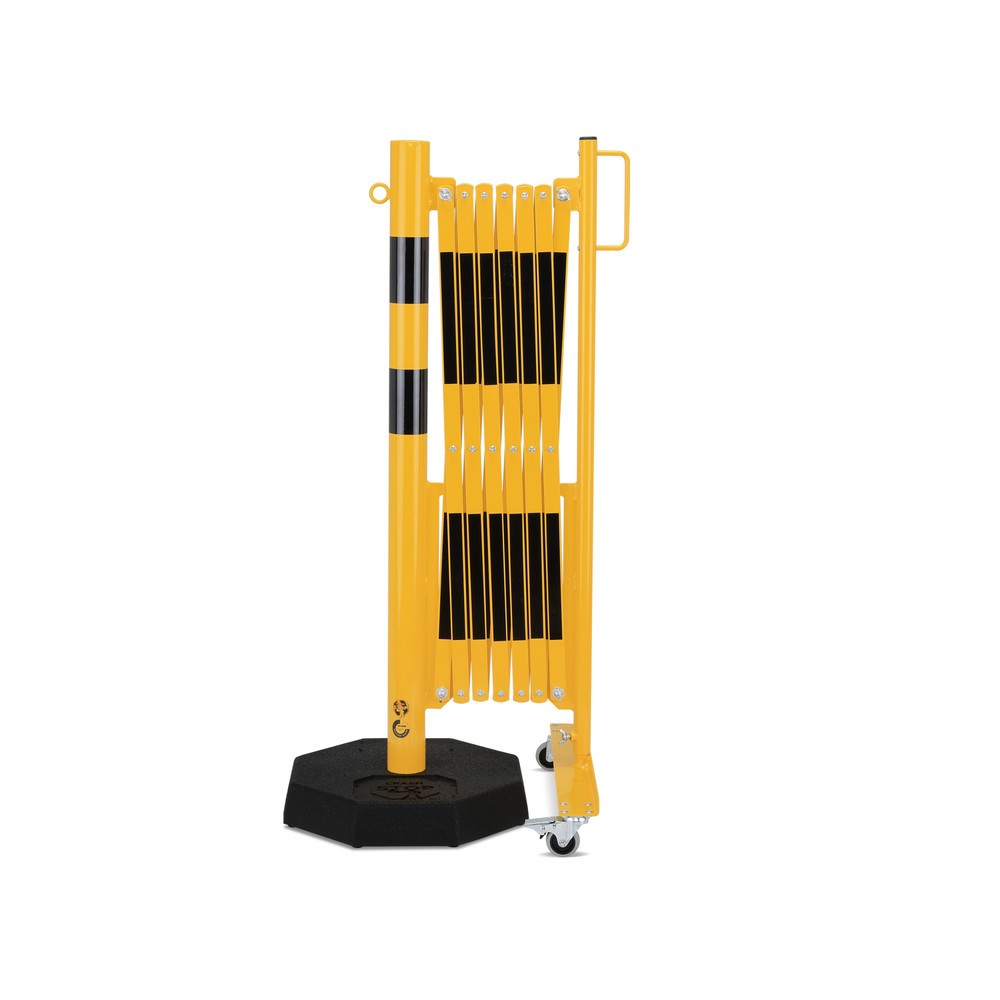 Produktabbildung Nr. 1: dancop Barrière extensible, 1 pied à roulette, 1 poteau stabilisateur, largeur 3 600 mm, jaune/noir