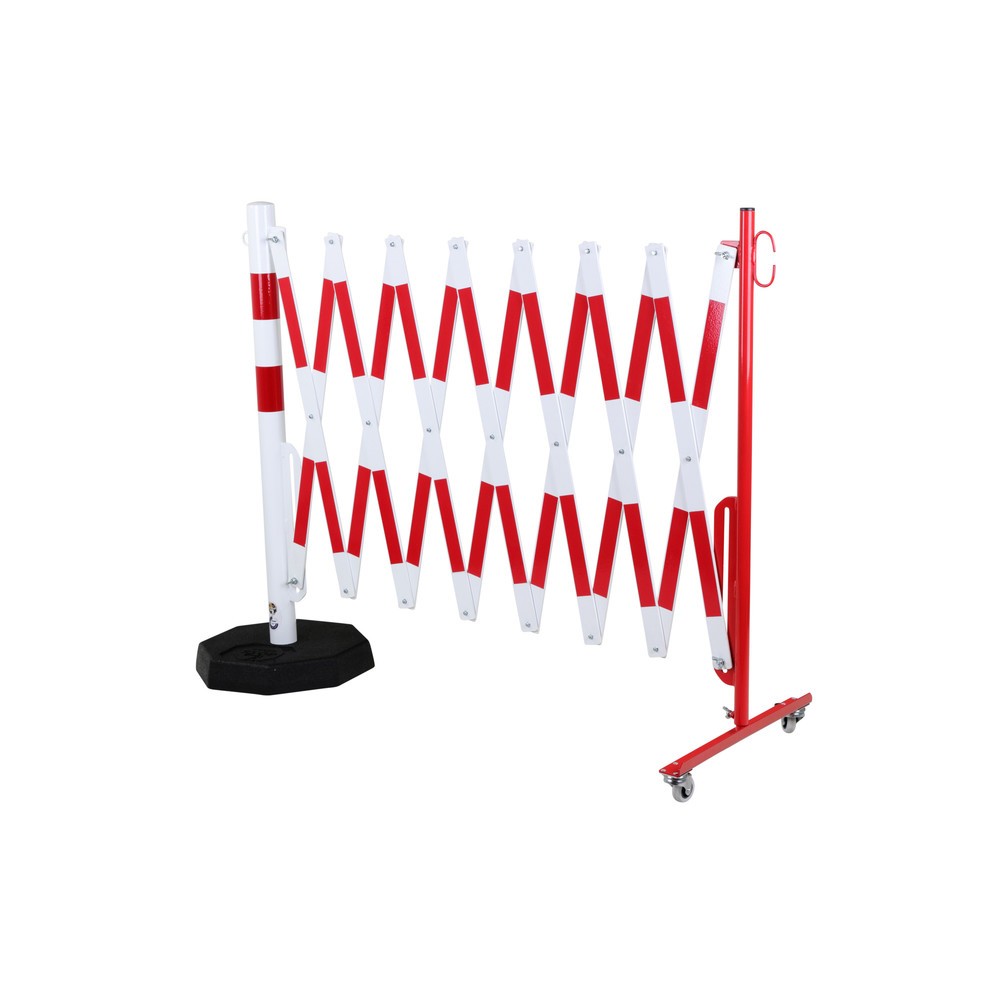 Produktabbildung Nr. 2: dancop Barrière extensible, 1 pied à roulette, 1 poteau stabilisateur, largeur 4 000 mm, rouge/blanc