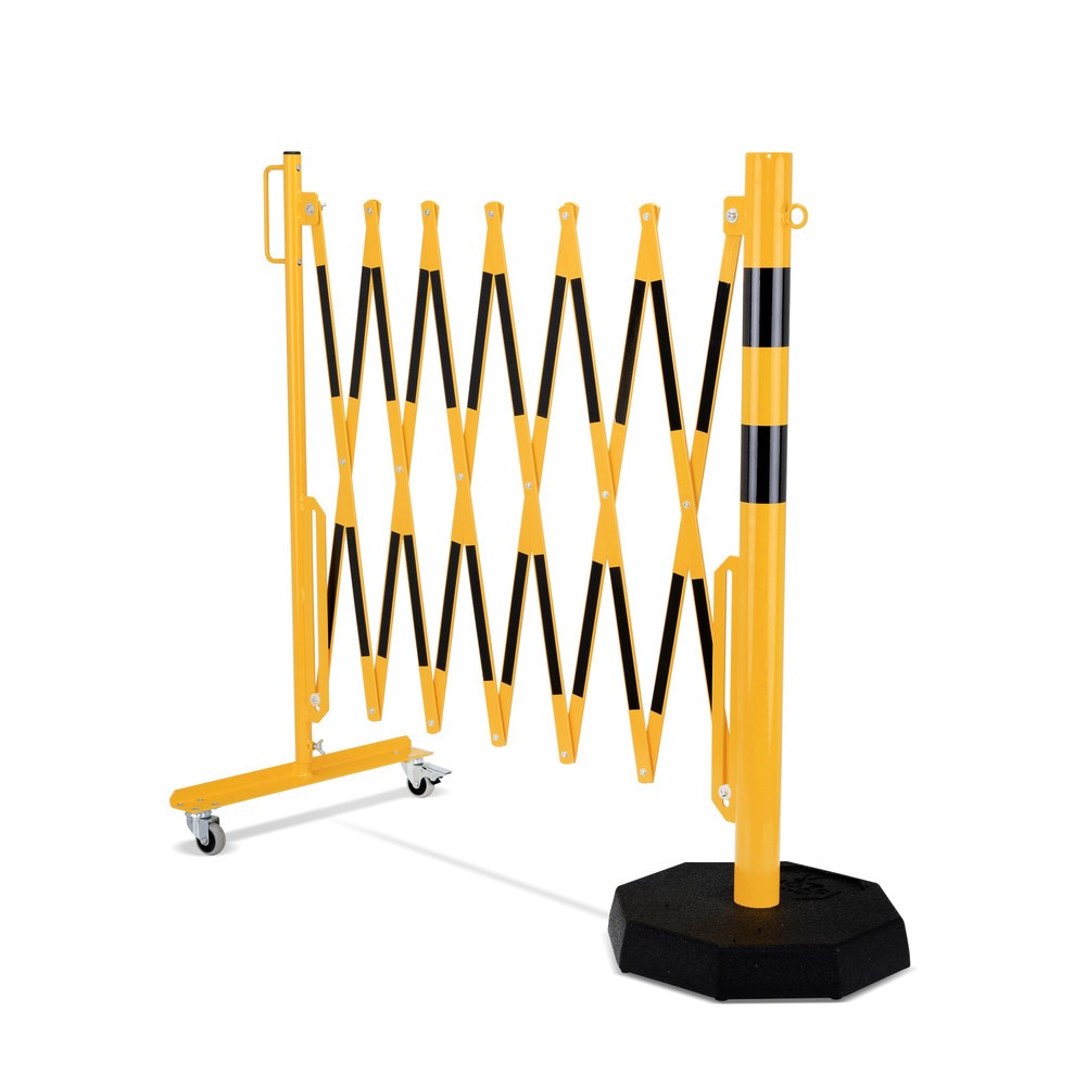 Produktabbildung Nr. 6: dancop Barrière extensible, 1 pied à roulette, 1 poteau stabilisateur, largeur 3 600 mm, jaune/noir
