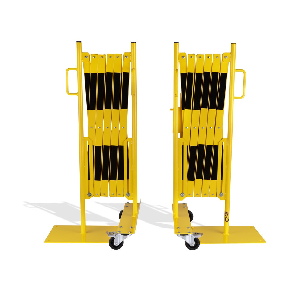 Produktabbildung Nr. 1: dancop Kit de barrière extensible, 2 pieds à roulette, 2 plaques de base, largeur 2 x 2 000 mm, jaune/noir