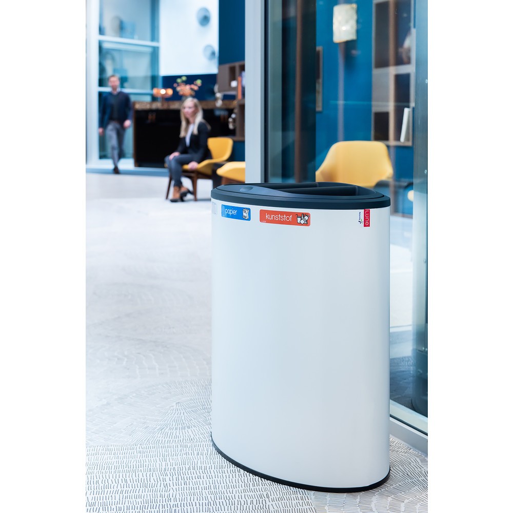 Produktabbildung Nr. 9: Design afvalemmer LUNE Binc, wit, zwart, met open deksel