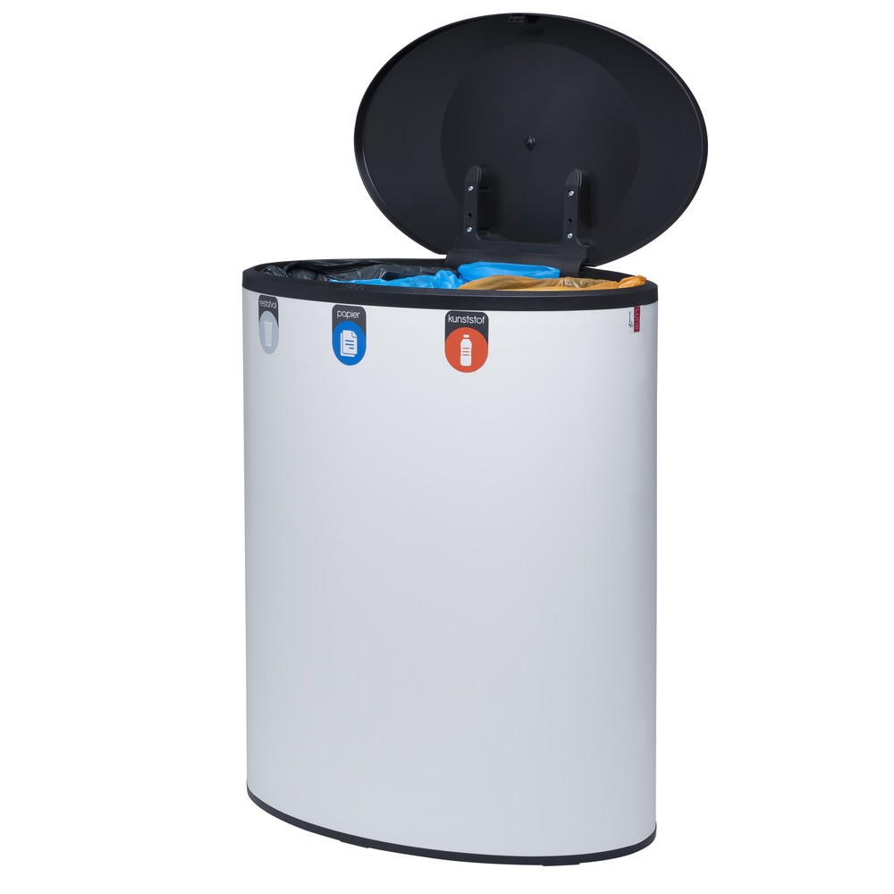 Produktabbildung Nr. 5: Design afvalemmer LUNE Binc, wit, zwart, met gesloten deksel