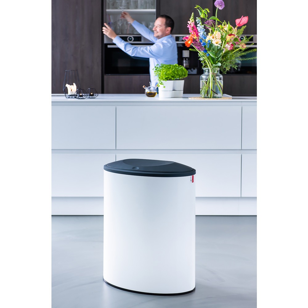 Produktabbildung Nr. 8: Design afvalemmer LUNE Binc, wit, zwart, met gesloten deksel
