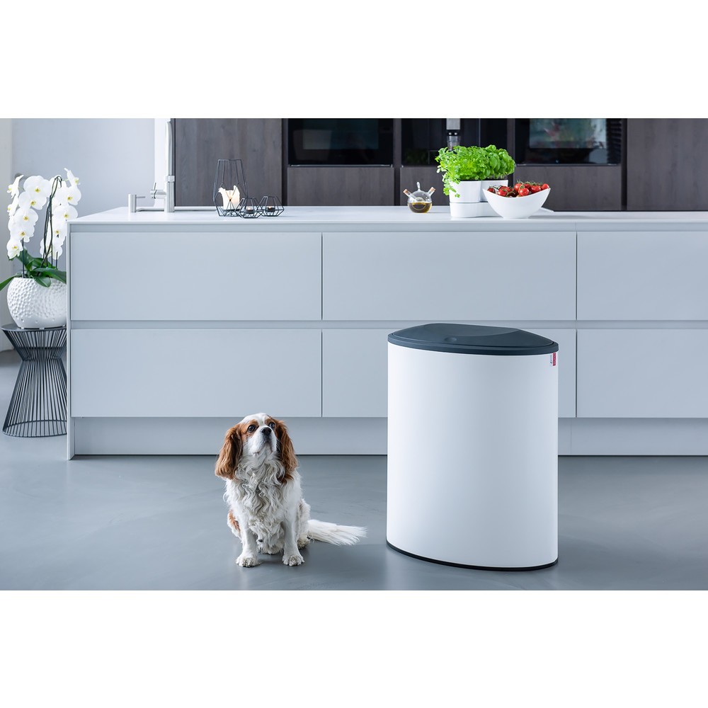 Produktabbildung Nr. 9: Design afvalemmer LUNE Binc, wit, zwart, met gesloten deksel