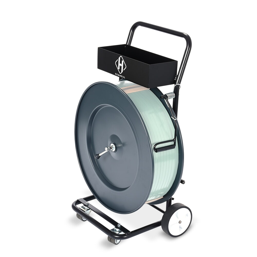 N° de l'image du produit 1 : Dévidoir HEMMDAL pour feuillard de cerclage PP/PET, système ergonomique à 4 roues, diamètre du noyau 406 mm